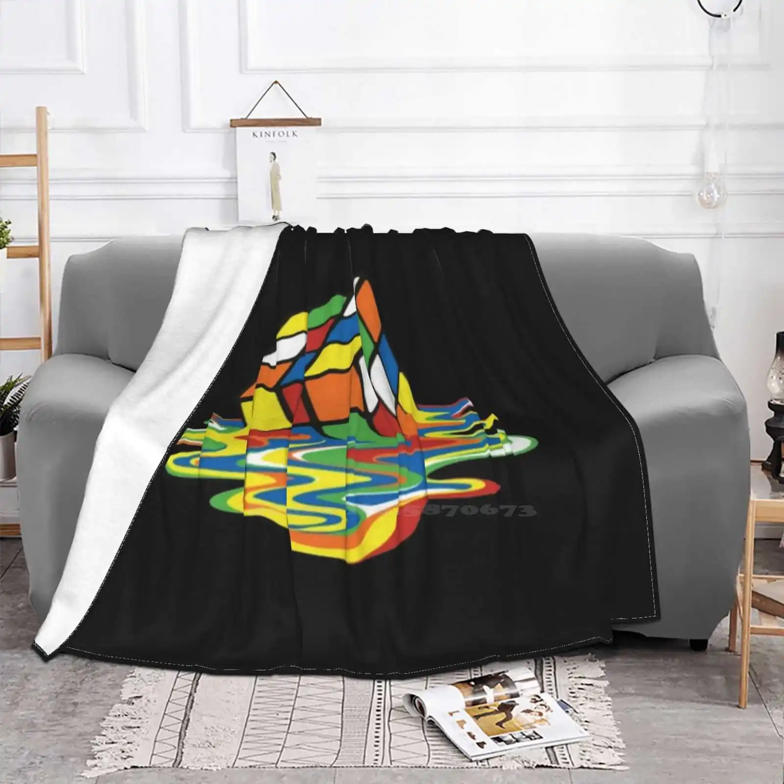 Meltingcube Fashion Soft Warm Throw Blanket Speedcubing Colorful E4 Combination Licensed Speedsolving Sheldon Spill Pool Nerdy