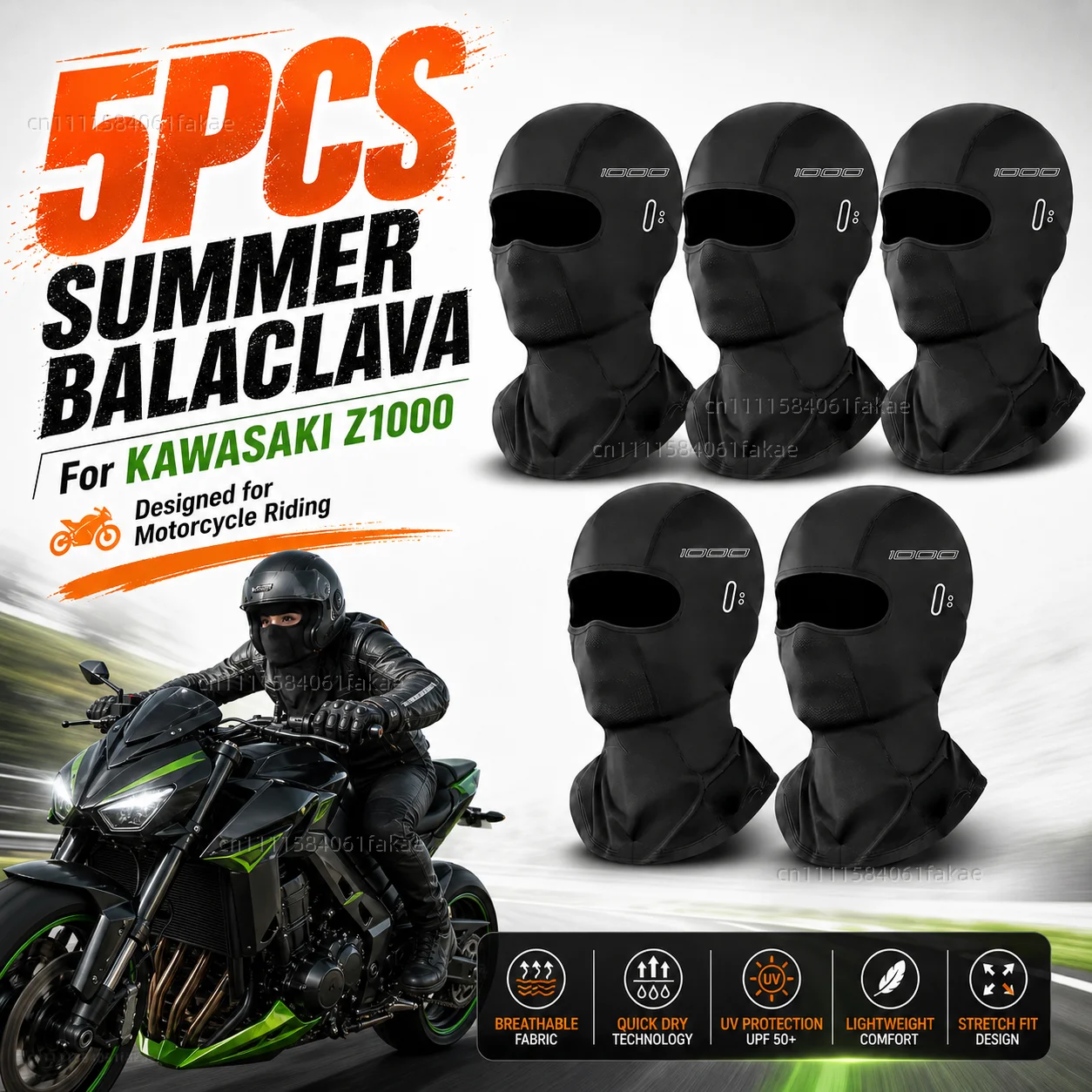 

5PCS Motorcycle Balaclava Summer UV Protection Glasses Face Breathable Hole For KAWASAKI Z1000 Z1000R Z1000SX Z 1000 1000R