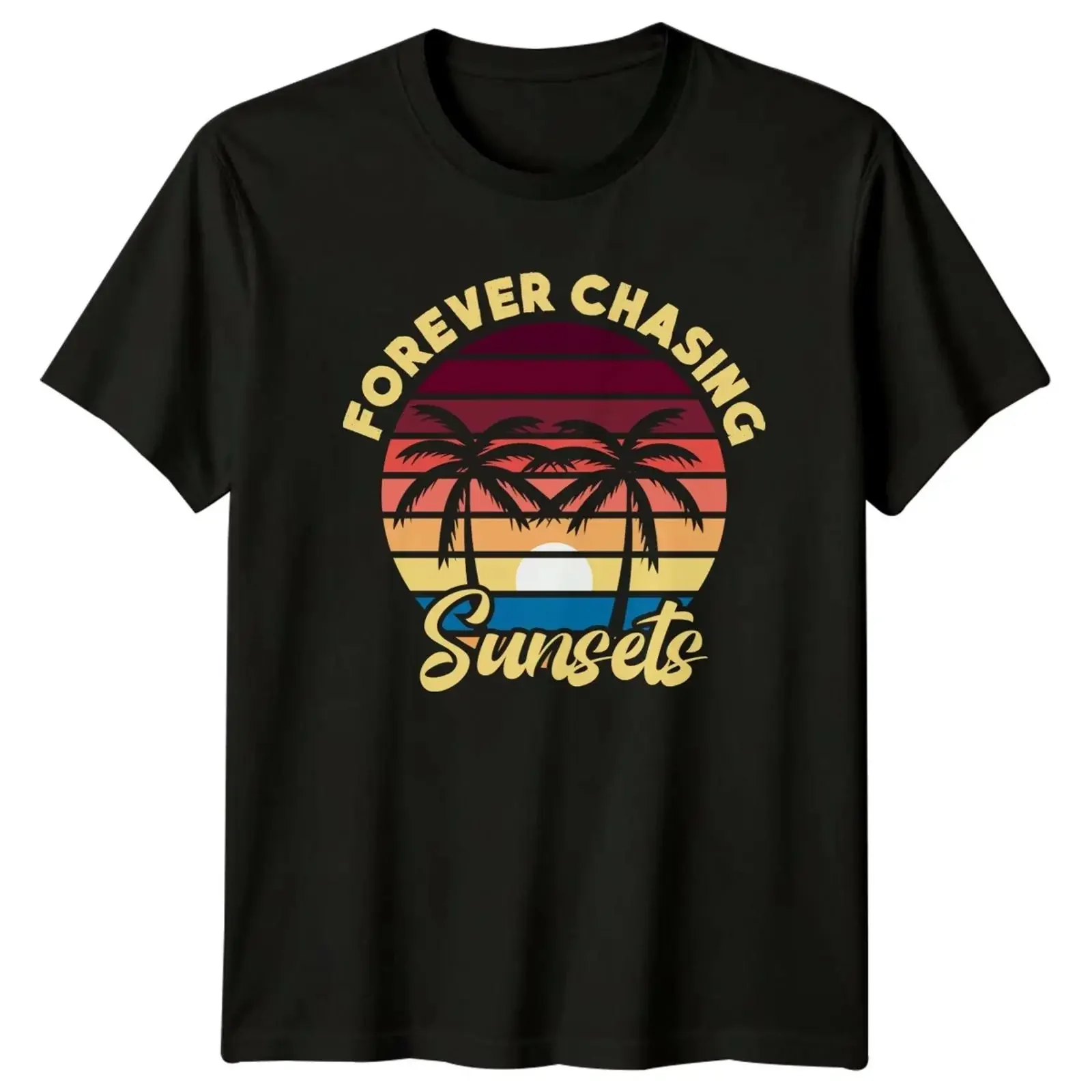 Forever Chasing Sunsets T Shirt Tropical Sommer Strand Reise Geschenk für Ihn vintage Washed homme Stretched Comfortable