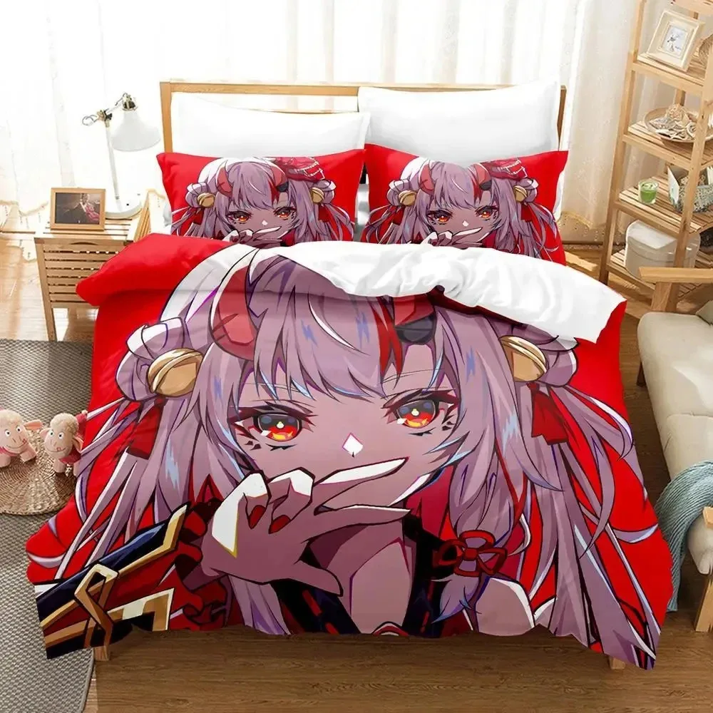 3D Print Anime Nakiri Ayame Bedding Set Duvet Cover Bed Set Quilt Cover Pillowcase Comforter king Queen Size Boys Adult