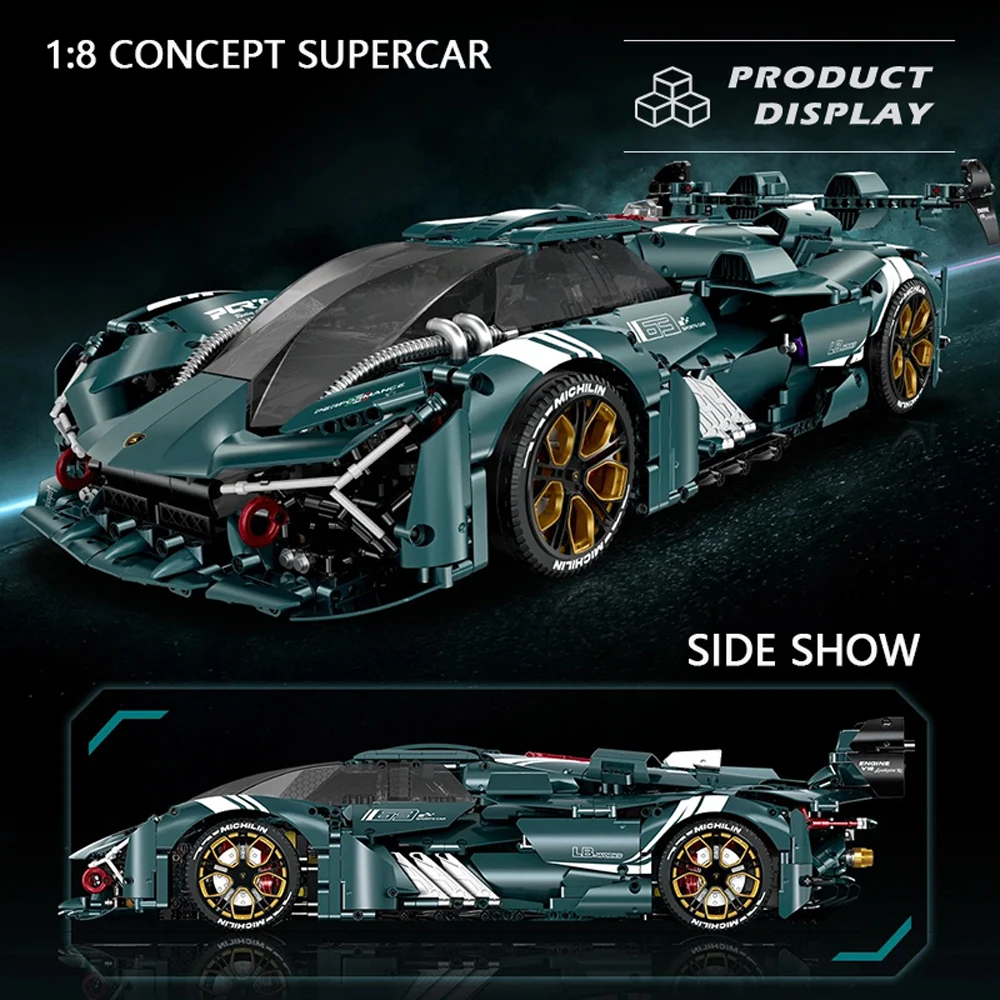 1:8 Scale Lamb Supercar Model Building Block Technical Desktop Decoration Assembly High tech Bricks Set 3466PCS Kid Toy For Gift