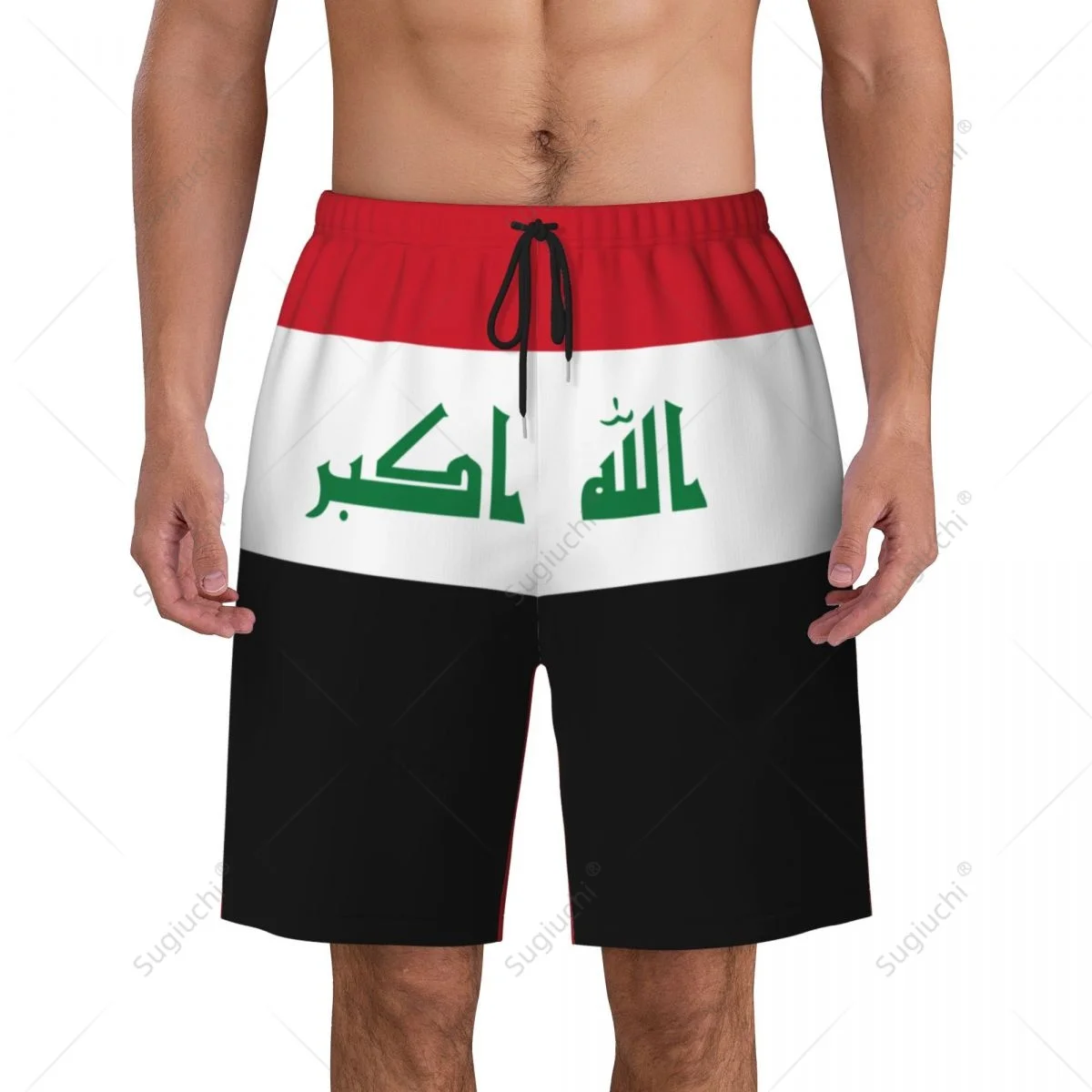 Men's Iraq Flag Beach Pants Board Shorts Surfing Boys Soccer Cycling Swimwear Running Polyester