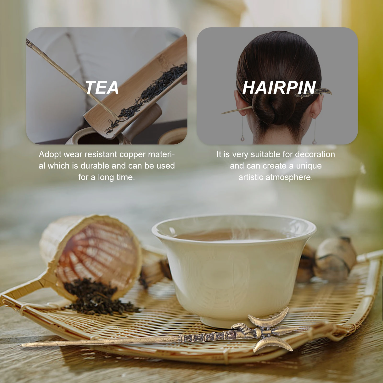 

Винтажная медная заколка для волос, креативный китайский стиль, прочный, изысканное качество изготовления, износостойкий, длительный орнамент