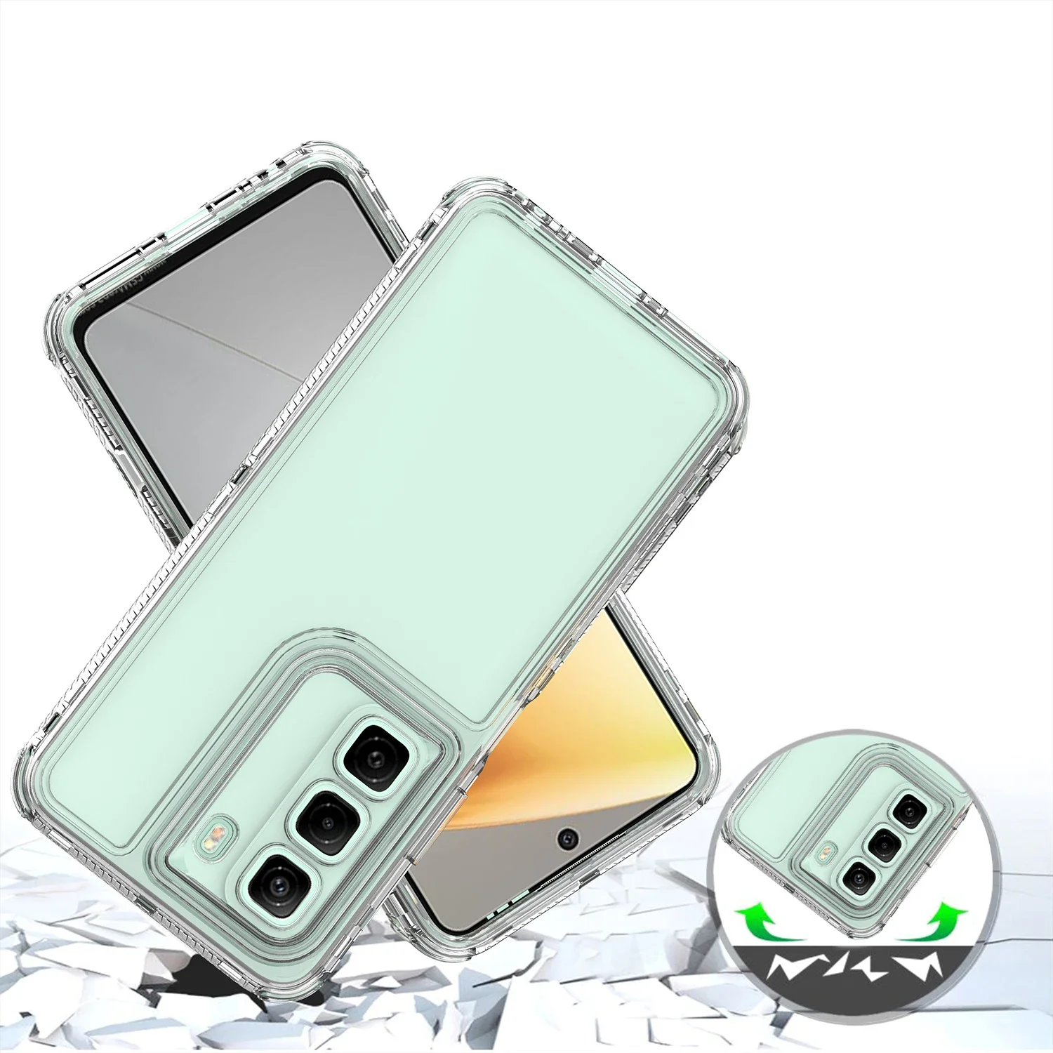 3 in 1 Rugged Armor Shockproof Phone Case For Infinix Hot 50 4G X6882 Hard Plastic TPU Frame Transparent Acrylic Back Cover