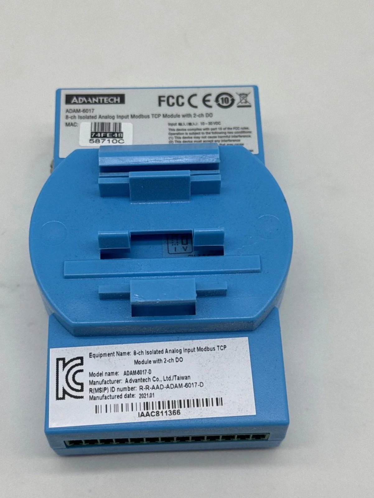 ADAM-6017 Isolated Analog Input Modbus TCP Module, 8-Ch