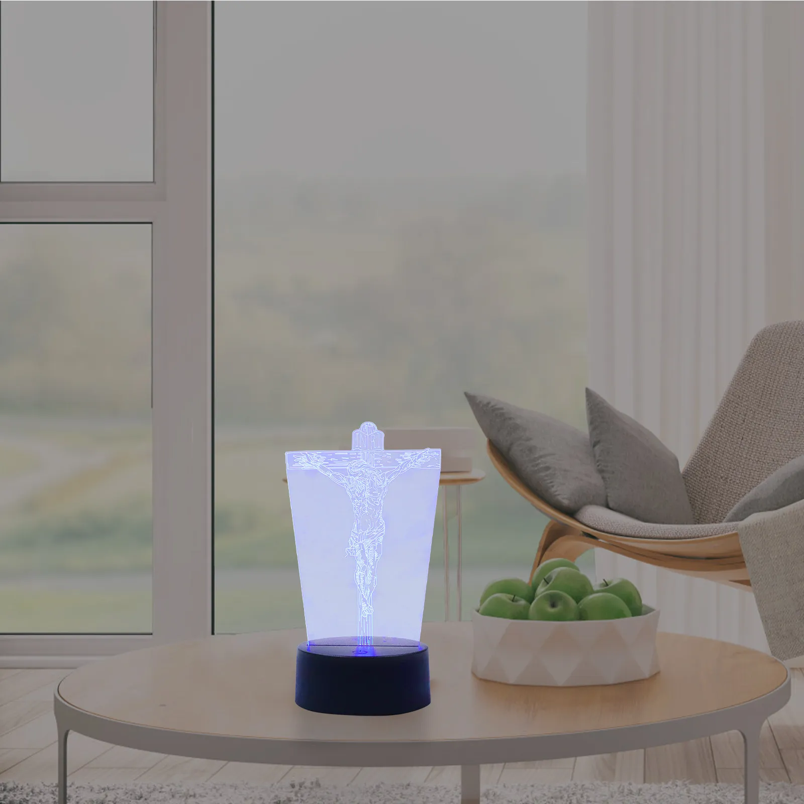 Acrylic Jesus Night Light USB Desktop Lamp Stable Base Warm Light Bedroom Church Bar Decoration Desktop Night Lamp view 4