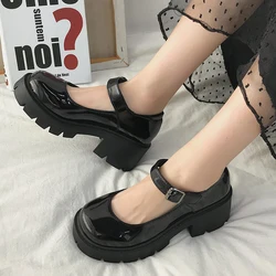 Platform shoes heels Leather Shoes Women Casual Oxford Loafers Thick Bottom Ladies Wedge Lolita Shoes Mary Jane shoes Women 43