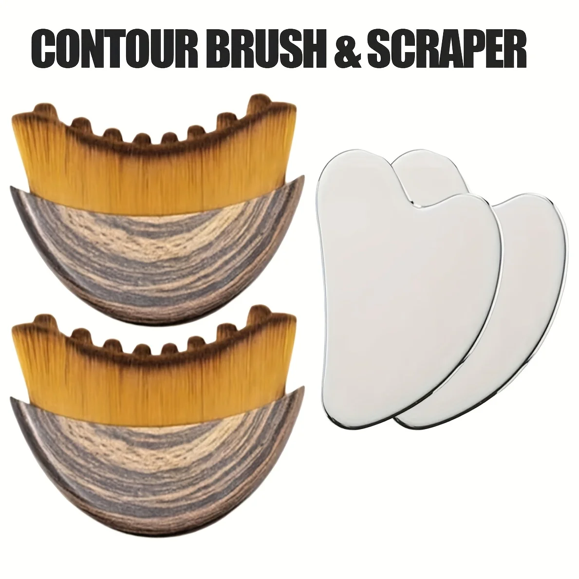 Ensemble de planches à gratter pour Contour lymphatique pour femmes, 1/4 pièces, brosse pour le visage, planche à gratter en acier inoxydable
