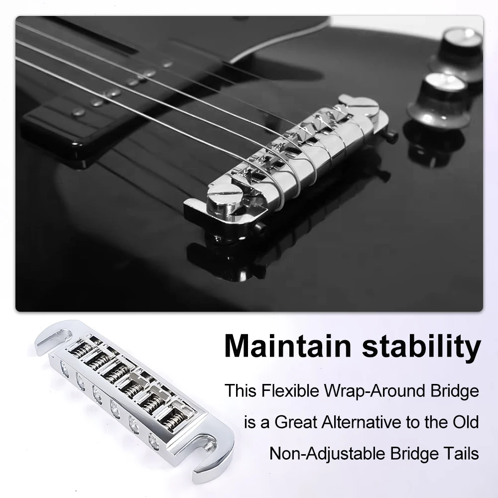 قطعة خلفية لجسر الجيتار الكهربائي من DOZZLY قطعة خلفية كومبو قابلة للدوران للجيتار الكهربائي ذو الجسم الصلب