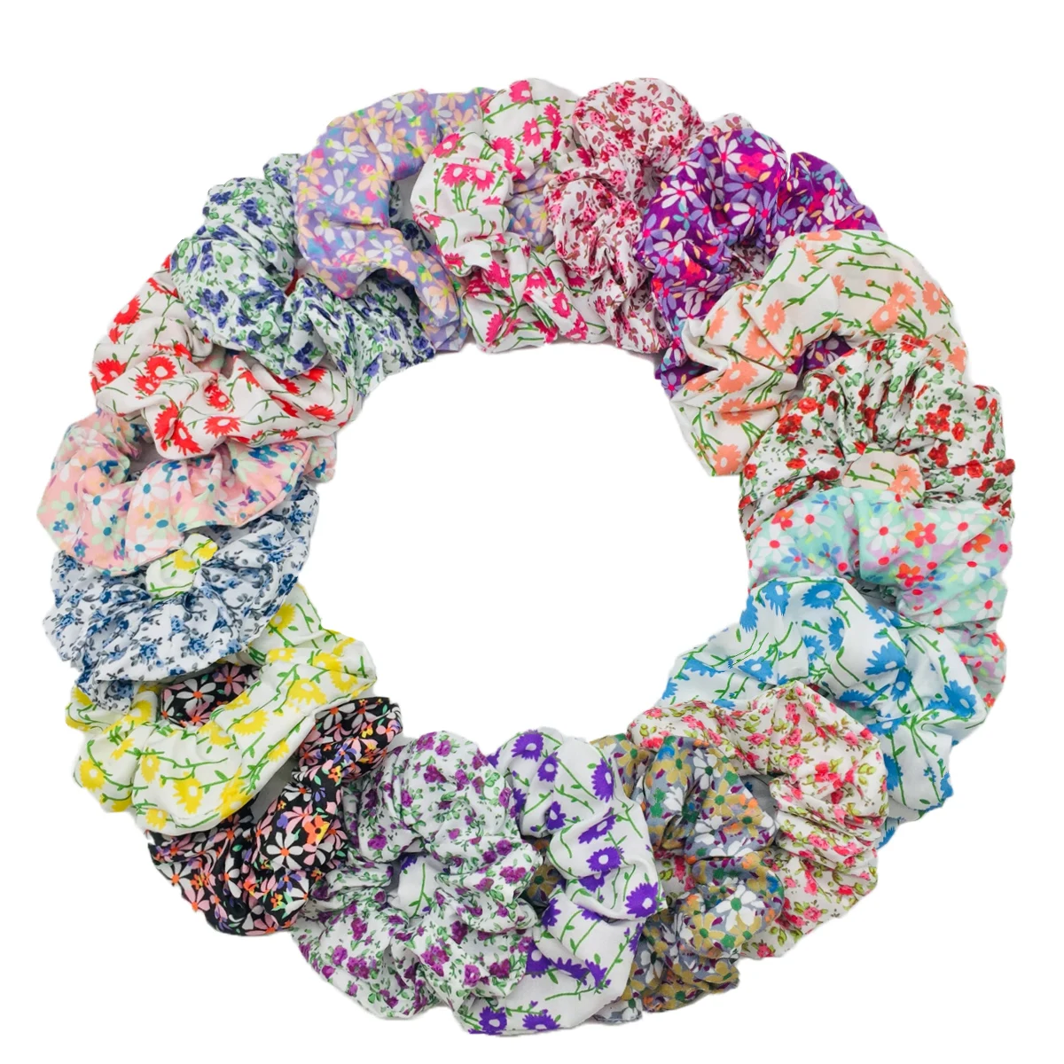 6pcs/lot Hair Scrunchies Bands Scrunchy Ties Ropes Ponytail Holder for Women Accessories Fabric Headwear Ditsy Floral Sweet Cute