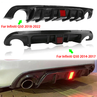 1pc Carbon Fiber Car Rear Bumper Diffuser Spoiler for Infiniti Q50 2014-2022 (with Light)
