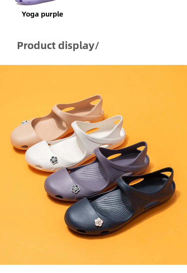 Damen EVA Yoga-Schuhe Einfarbige Geschlossene Zehensandalen Sommer Leichte Rutschfeste Damen-Flachschuhe Lässige Gehschuhe – Detail 9
