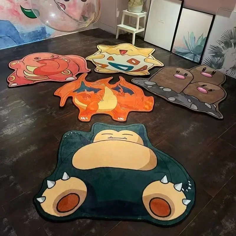 

Pokemon Pikachu Gengar Anime Mat Rug Suitable Charizard Snorlax Squirtle for Kids Room Living Room Bedroom Bedside Area Rug Gift