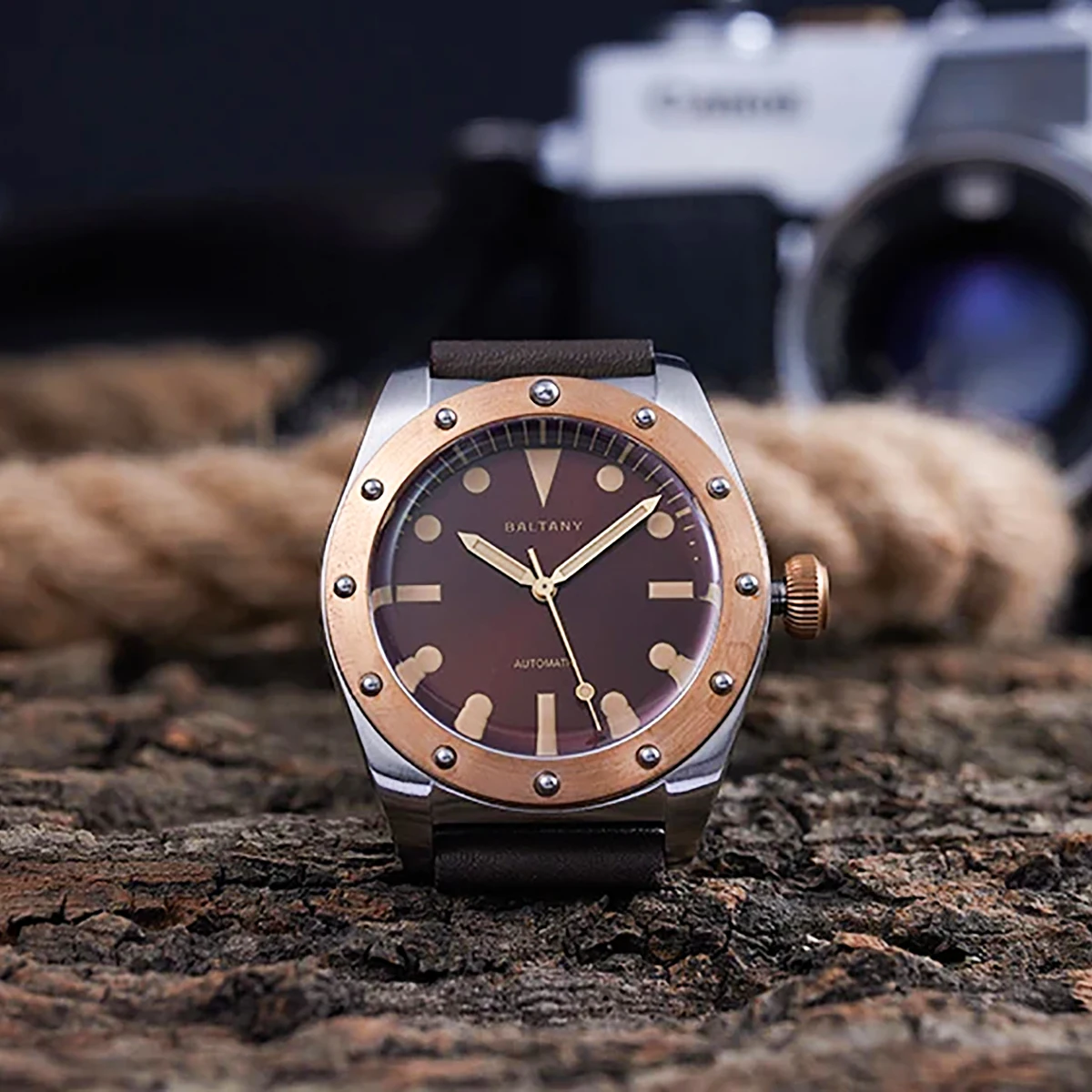 Baltany 2024 Sailing Series NH38 Heren mechanisch horloge Bronzen kast Saffier Waterdicht 20Bar Super Glow Klassiek Vintage horloge f