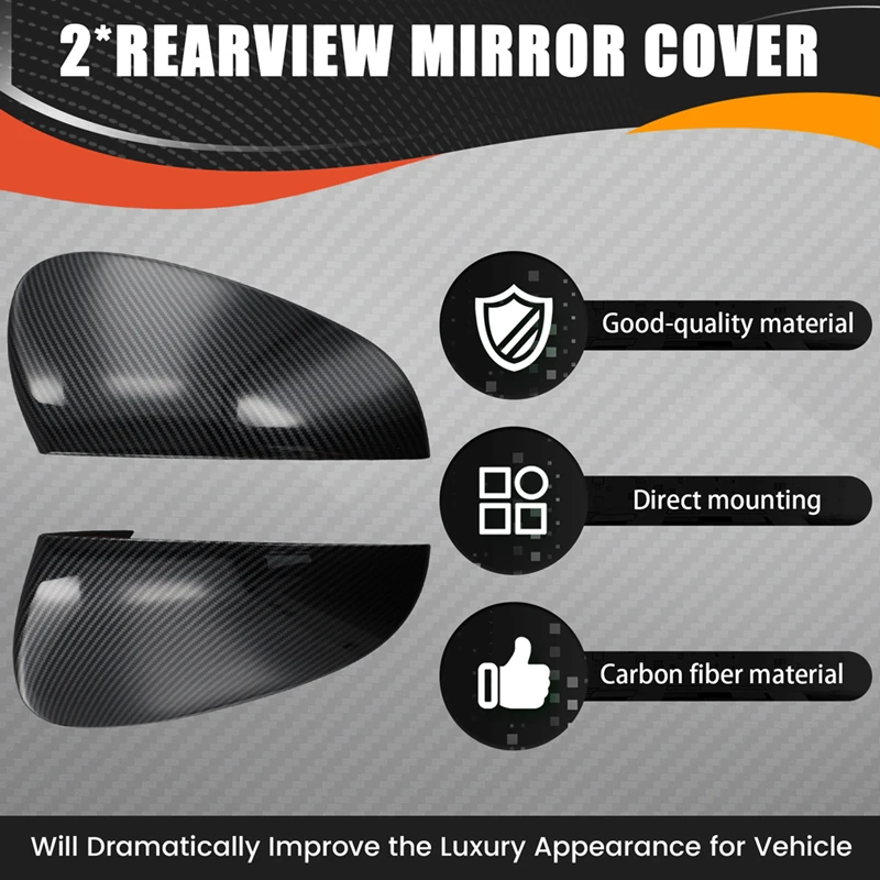 Car Side Door Mirror Cap Rearview Mirror Cover Trim Protective Carbon Fiber Look For BYD TANG