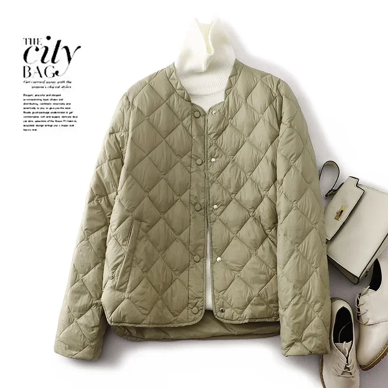Quilted Lightweight Cotton-padded Jacket Women\'s Small Autumn Winter Loose Casual Stand-up Collar Cotton-padded Clothes Coat