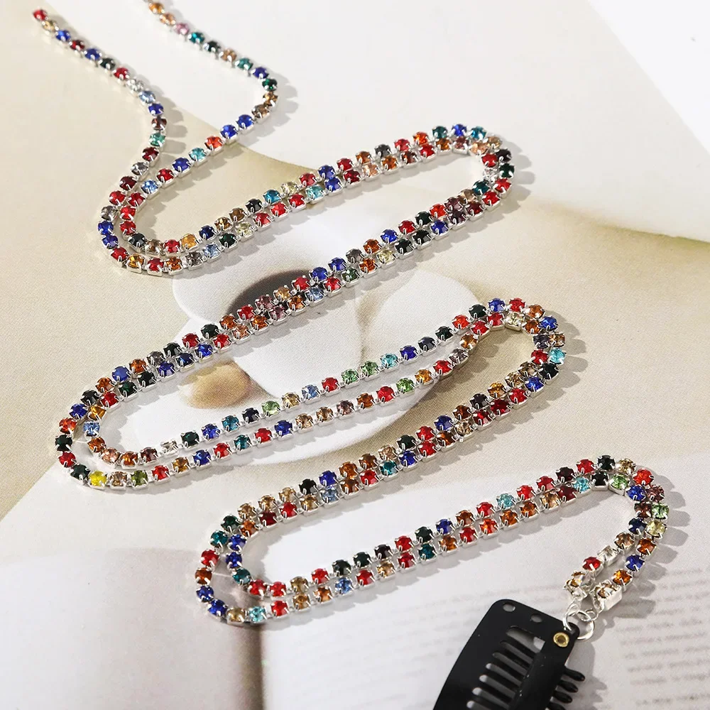 Flash Rhinestone Tassel Braided Hair Clip Korean Temperament Women Girls Hair Accessories Glitter Shiny Chain Hairpins Headdress