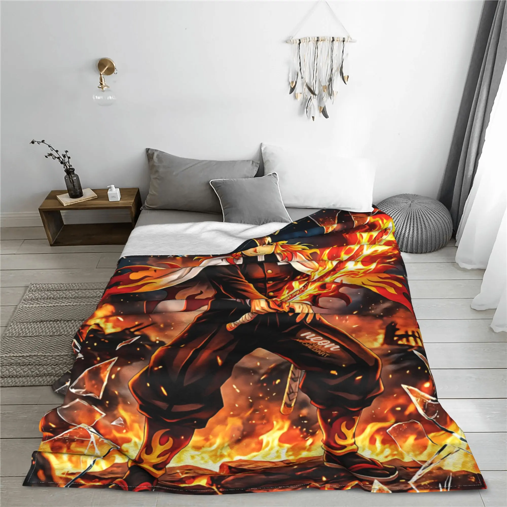 1PC Demon Slayers  Winter Blankets for Adults Bedding Home Interior Sofa Knee