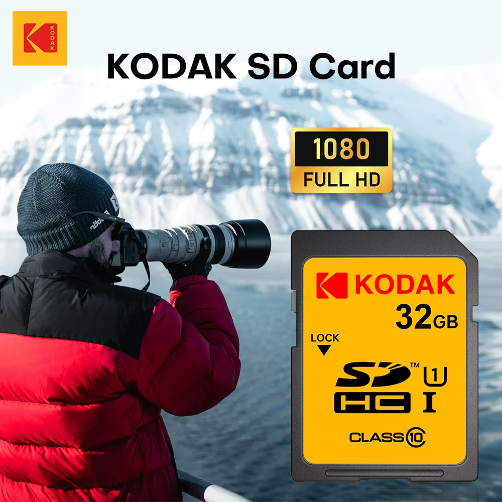 

Kodak SD Card For Camera HD SLR DV High Speed Class 10 SDXC SDHC U1 V30 UHS-I 1080 Full HD Video Memory Card 32GB 64GB 128GB