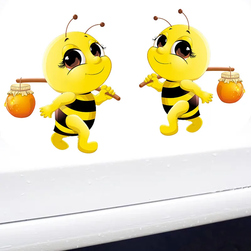 2 PCS Funny Car Sticker Bees with Honey  Automobiles For Motorcycles Exterior Accessories Decals Waterproof Vinyl Decal  TM01