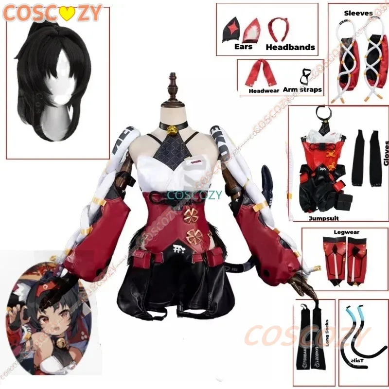 

Game Mana Nekomiya Cosplay Costume Wig Zenless Zone Zero Cosplay Gentle House Cunning Hares Nekomata Sleeves Uniform Stockings