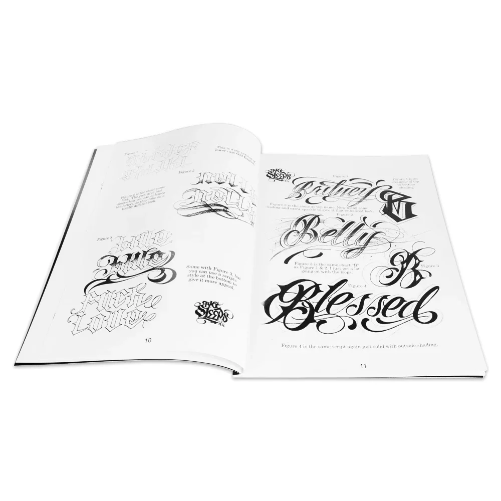 Forniture per tatuaggi Libro di caratteri inglesi Lettera inglese popolare Modello americano Manoscritto Figura formato A4 per principianti di