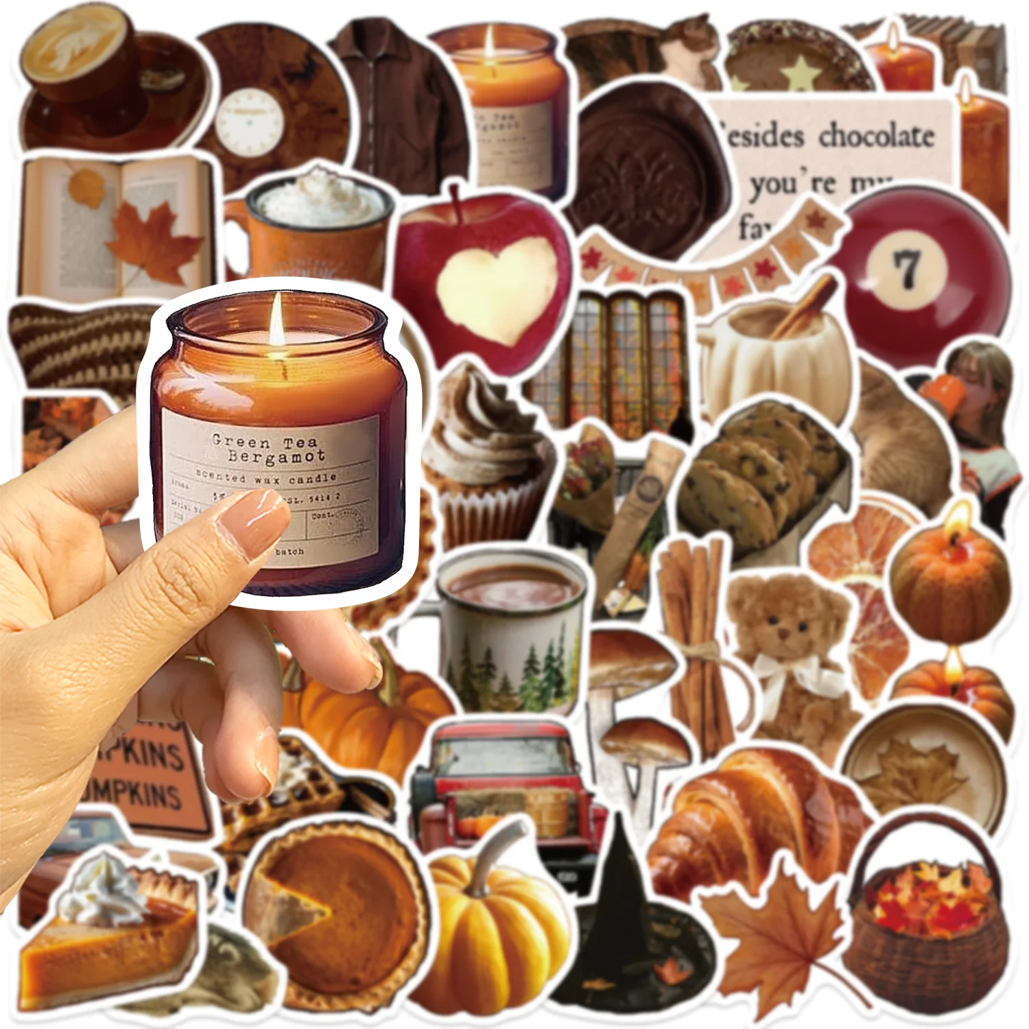 53PCS Autumn Elements Cartoon Stickers INS Style Graffiti Decoration DIY Notebook Suitcase Guitar Refrigerator Phone Decals Toys