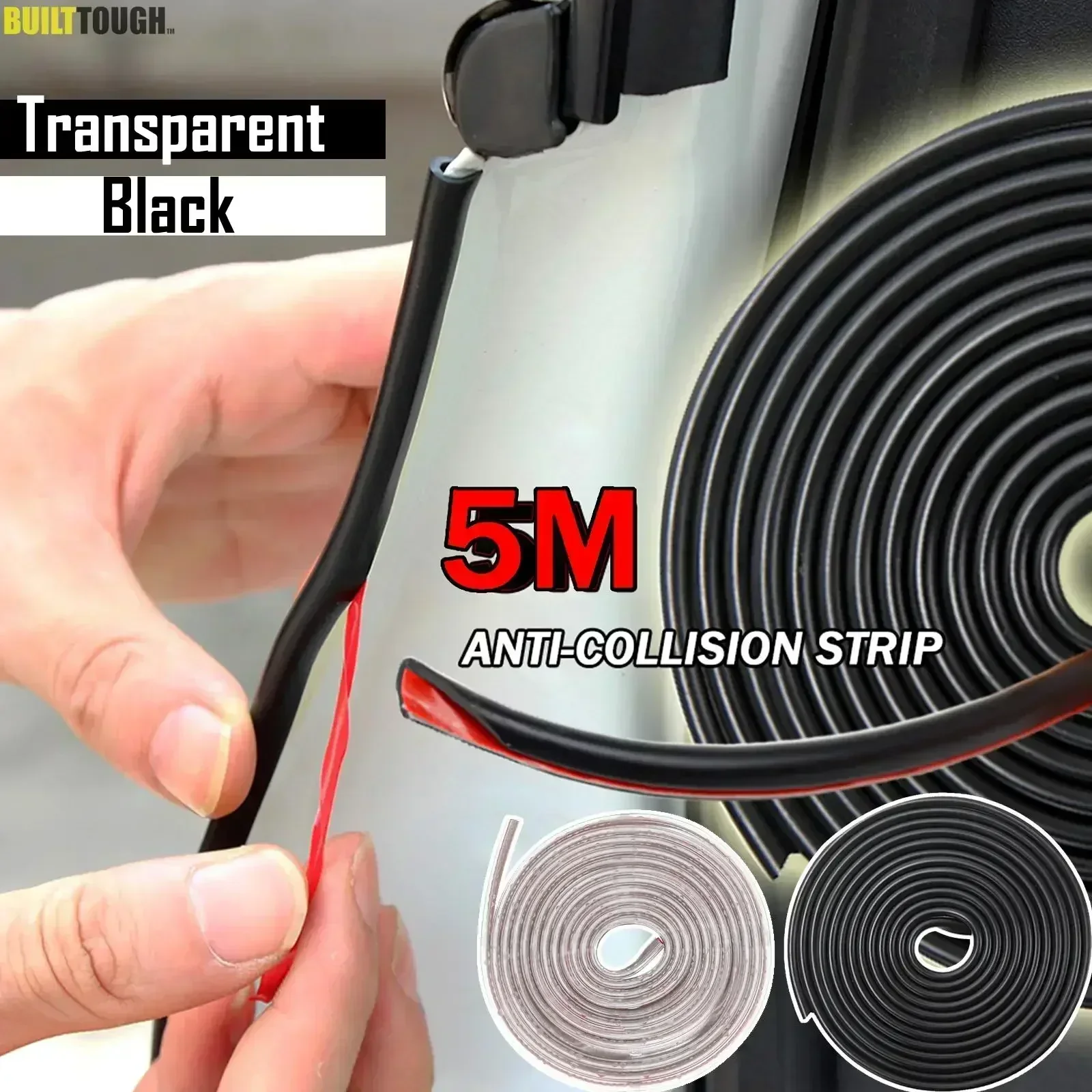 

5M Car Bumper Anti Collision Strip Auto Door Edge Protector Strip Anti-collision U Type Trim Rubber Anti-rub Protector Tape