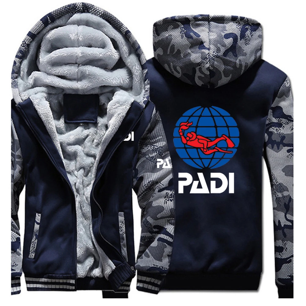 2024 Scuba Driver Padi New Printing Men Breathable Thick Hoodie Sweatshirt Autumn and Winter Neck Long Sleeve Tops