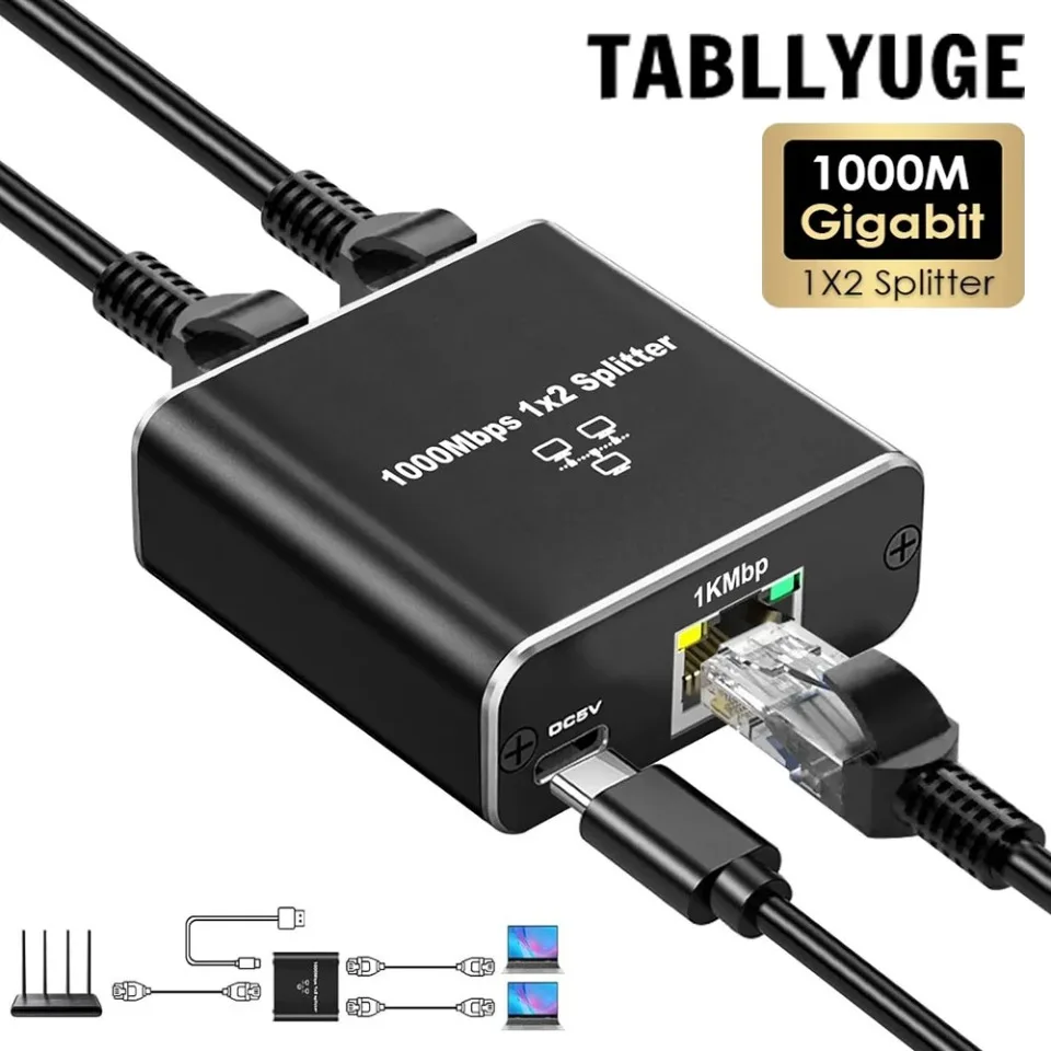 

Gigabit Network Switch Rj45 Splitter LAN Gigabit Extension Adapter 1000Mbps Ethernet Connector 1to2 For PC Laptop TV Box Router