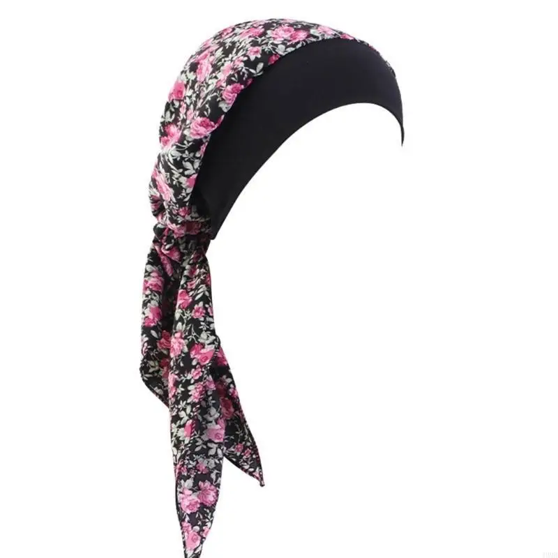 قبعة بونيه بشريط مطاطي، قبعة كلاسيكية مطبوعة بغطاء رأس للعلاج الكيميائي للنساء لتساقط الشعر، 49 ميجابايت