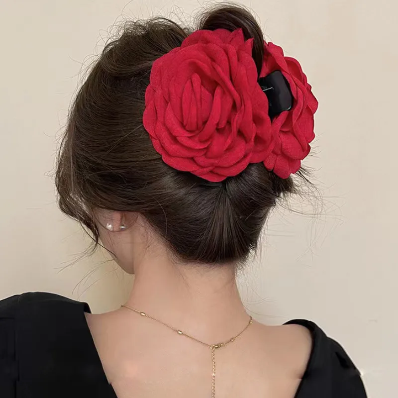 1/2/6 шт. однотонная стереоскопическая заколка для волос с цветком розы Fpr женская элегантная заколка для волос на затылке в виде акулы модная заколка для волос для девочек