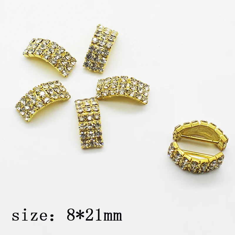 Wholesale hot sale 10 pcs/set 9 * 21mm arched diy jewelry accessories rhinestone accessories handmade decoration sewing buckle