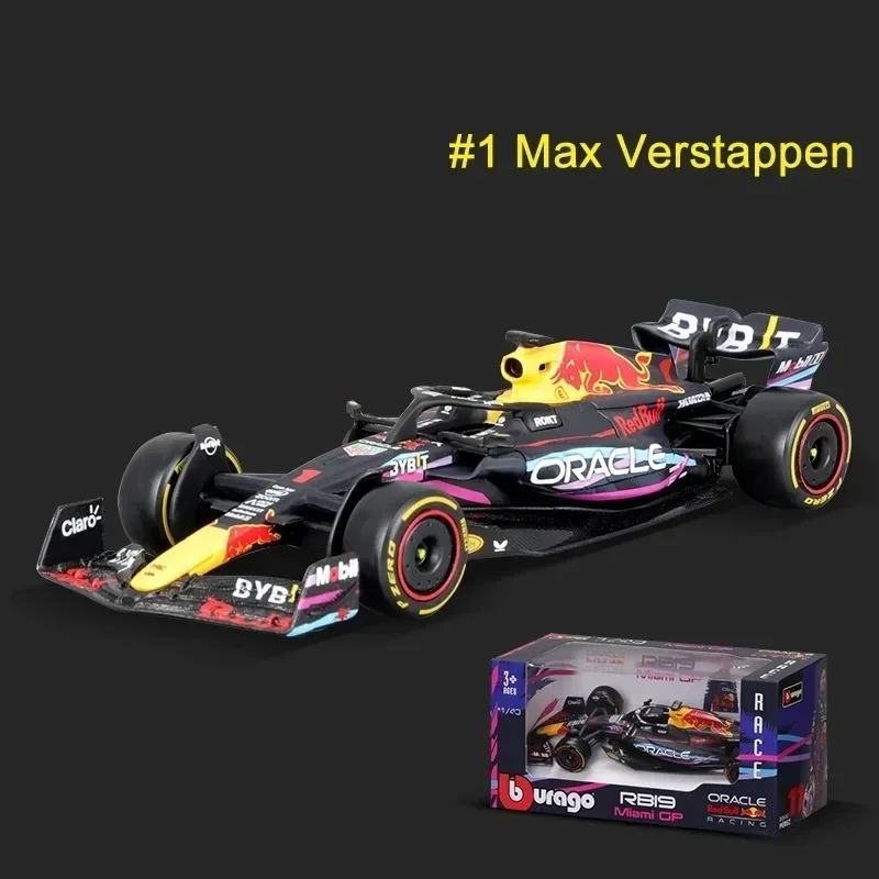 Bburago-Oracle Red Bull Racing Rb19 versión Miami Grand Prix, modelo de coche en miniatura de aleación fundido a presión, juguete para regalo de Navidad, 1:43