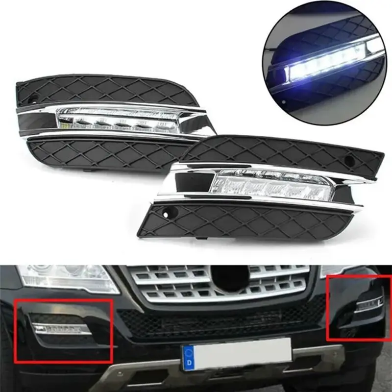 A21E-Front LED Fog Lights DRL Daytime Running Light For Mercedes Benz ML350 W164 ML300 ML320 2010-2011