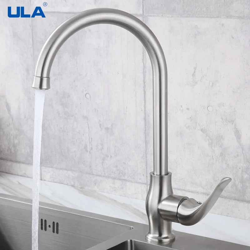 

ULA Brushed Kitchen Mixer Tap Kitchen Faucet 360 Degree Rotate Hot Cold Water Mixer Kitchen Sink Tap Faucet Stainless Steel