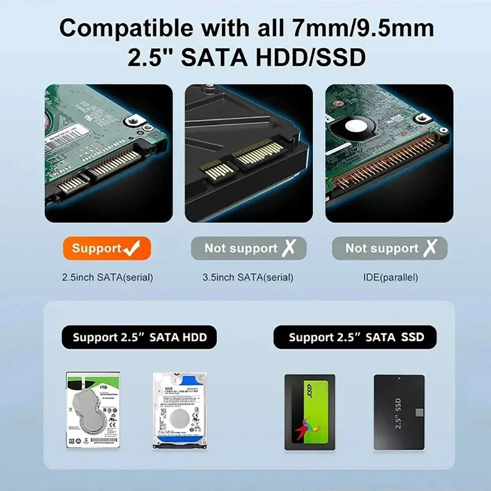 Usb 3.1 caso hdd externo 5gbps 2.5 ''transparente caso de disco rígido gabinete de disco rígido sata hdd ssd caso de armazenamento para computador portátil