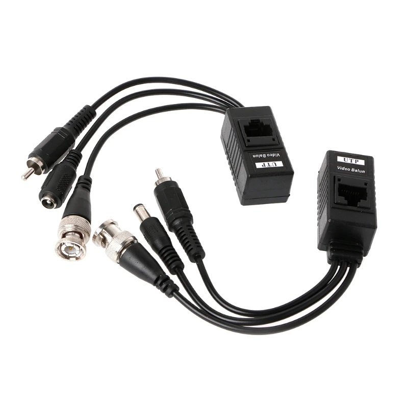 Escam ตัวรับส่งสัญญาณวิดีโอแบบพาสซีฟต่อ RJ45 1คู่ + เครื่องรับส่งสัญญาณเสียงสำหรับกล้องวงจรปิด