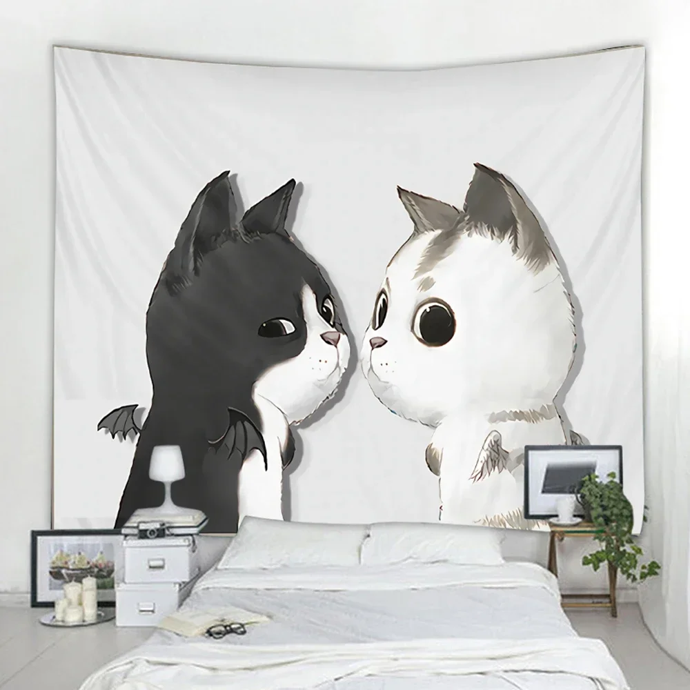 Tenda per coperta d\'arte appesa a casa camera da letto soggiorno divertente decorazione per arazzi da parete per gatti