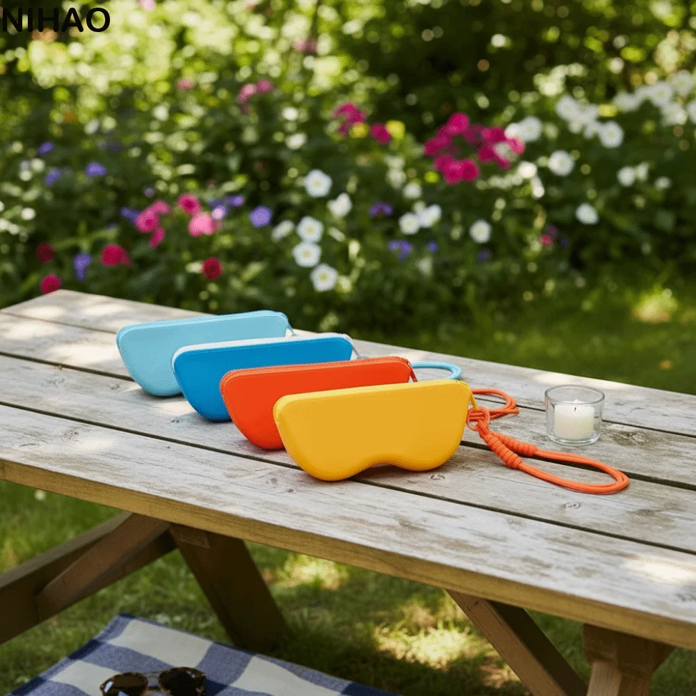 

Soft Silicone Silicone Glasses Bag Waterproof Lightweight Sunglasses Storage Bag Candy Color Zipper Closure Eyeglasses Case