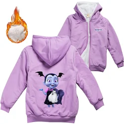 Vampirina gruby sweter z kapturem dziecięca odzież wierzchnia ciepła kurtka zimowa chłopcy dziewczęta z zamkiem błyskawicznym płaszcz dziecięcy