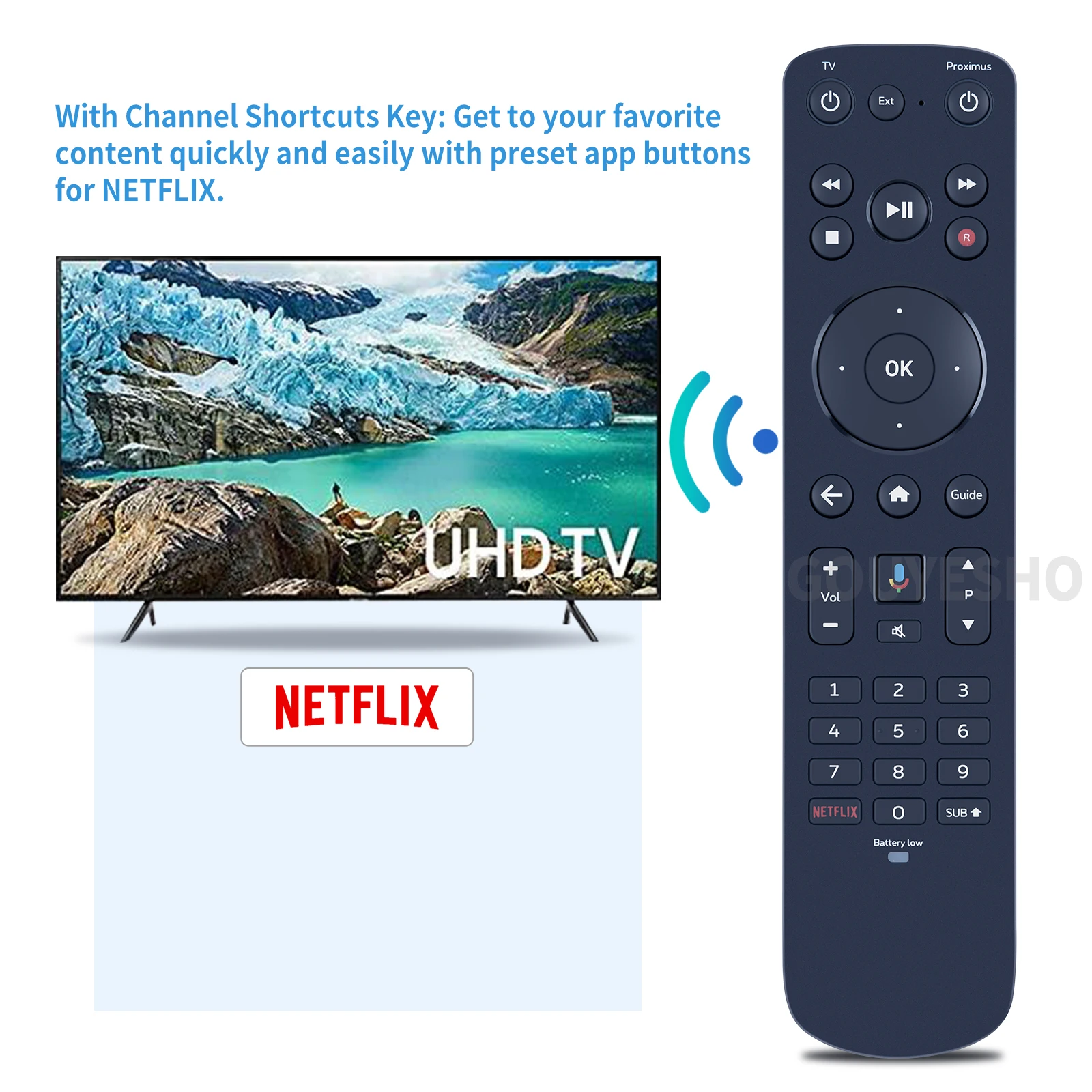 جهاز تحكم عن بعد صوتي جديد RC 4083402 /01BR لـ ADSL-BC Proximus Forum TV V7