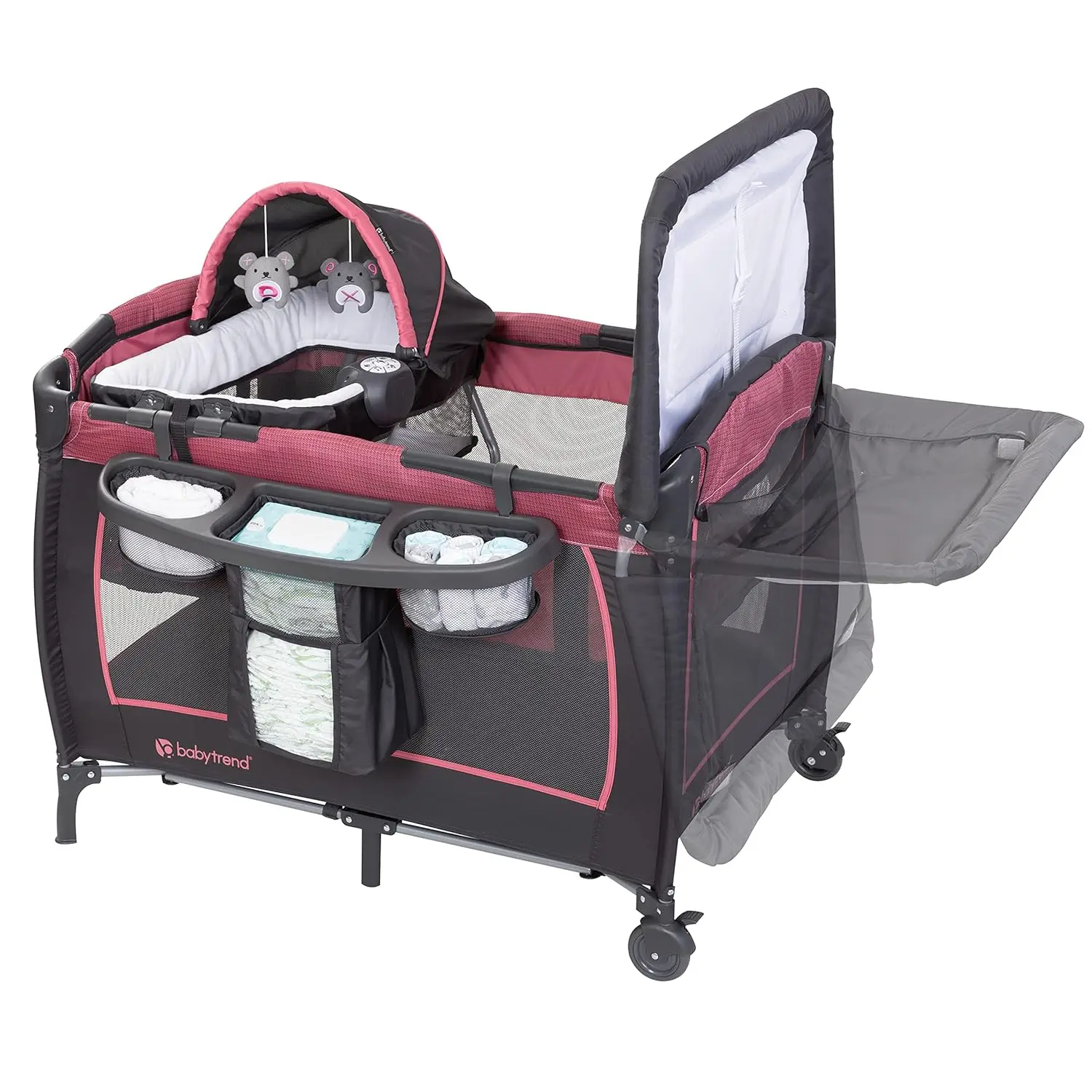 Drzemka Baby Trend Lil' ™   Centrum szkółkarskie Deluxe III ®   Playard dla bliźniaków, przytulna jagoda