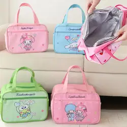 Sanrios Cinnamoroll Kuromi Mymelody Cartoon Lunch Box Bag kawaii Anime Waterproof Thermal Cold Picnic Lunch Bag Bento Handbag