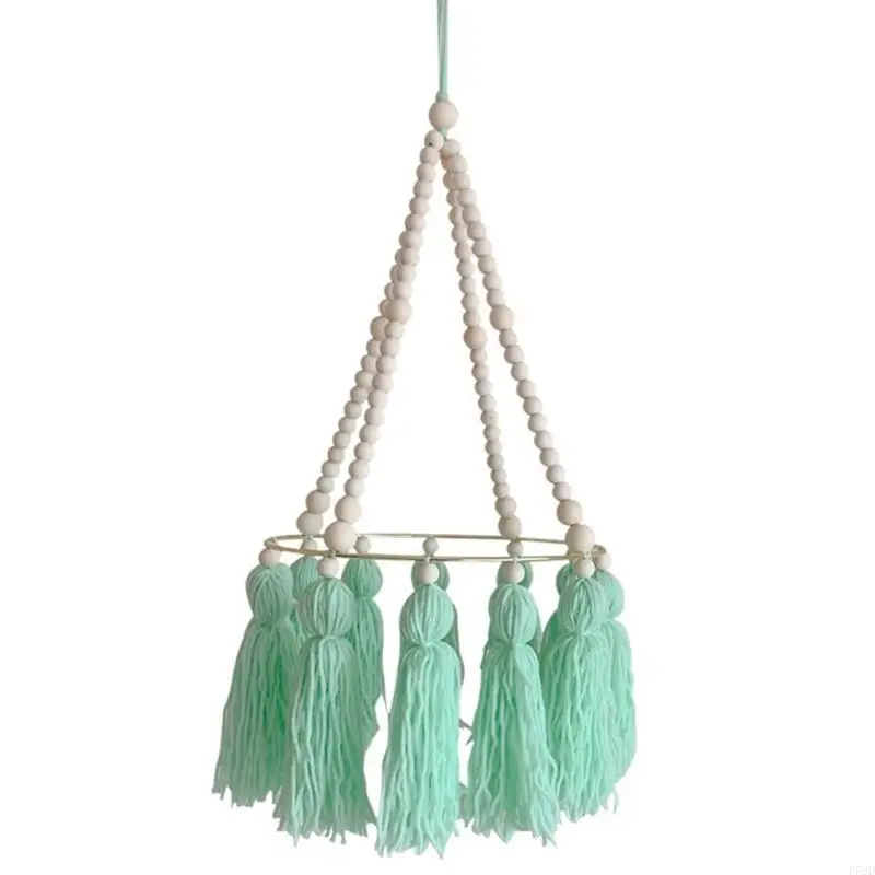 F62d Baby Crib Beads Wooden Beads Tassel Wind Chimes Bed Rattle Kids Kids Room Hanging Decoration Props Props