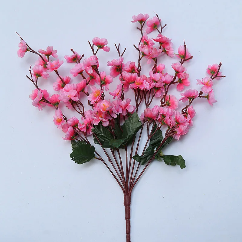 Artificial Flower 9 Forked Peach Blossoms Pink florets Wedding Floral Arrangement Bouquet Accessories Home Decor Ornaments