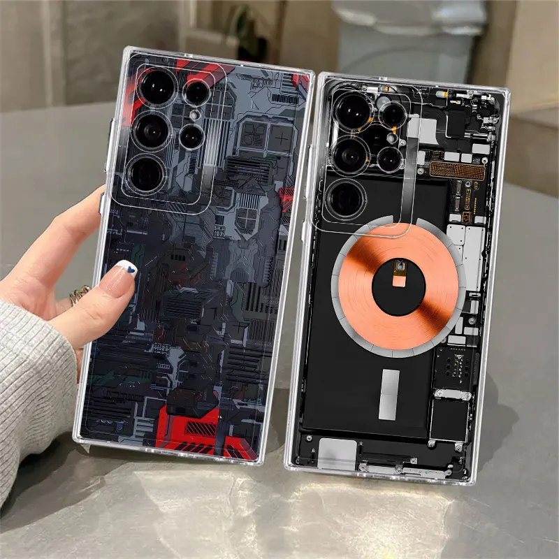 Phone Case for Samsung Galaxy S25 Ultra S10 Plus Note 10 20 Ultra S22 S20 S24 FE S21 S23 Clear Cover High-end Fashion Patterns