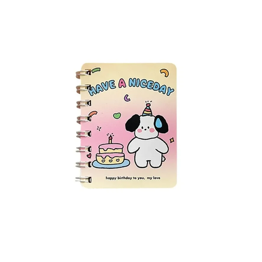 1Pc Japanese Cute Cartoon Puppy Mini Loose-leaf Notebook Student Portable Pocket Journal Binder Book Planner Notepad Kid Gift