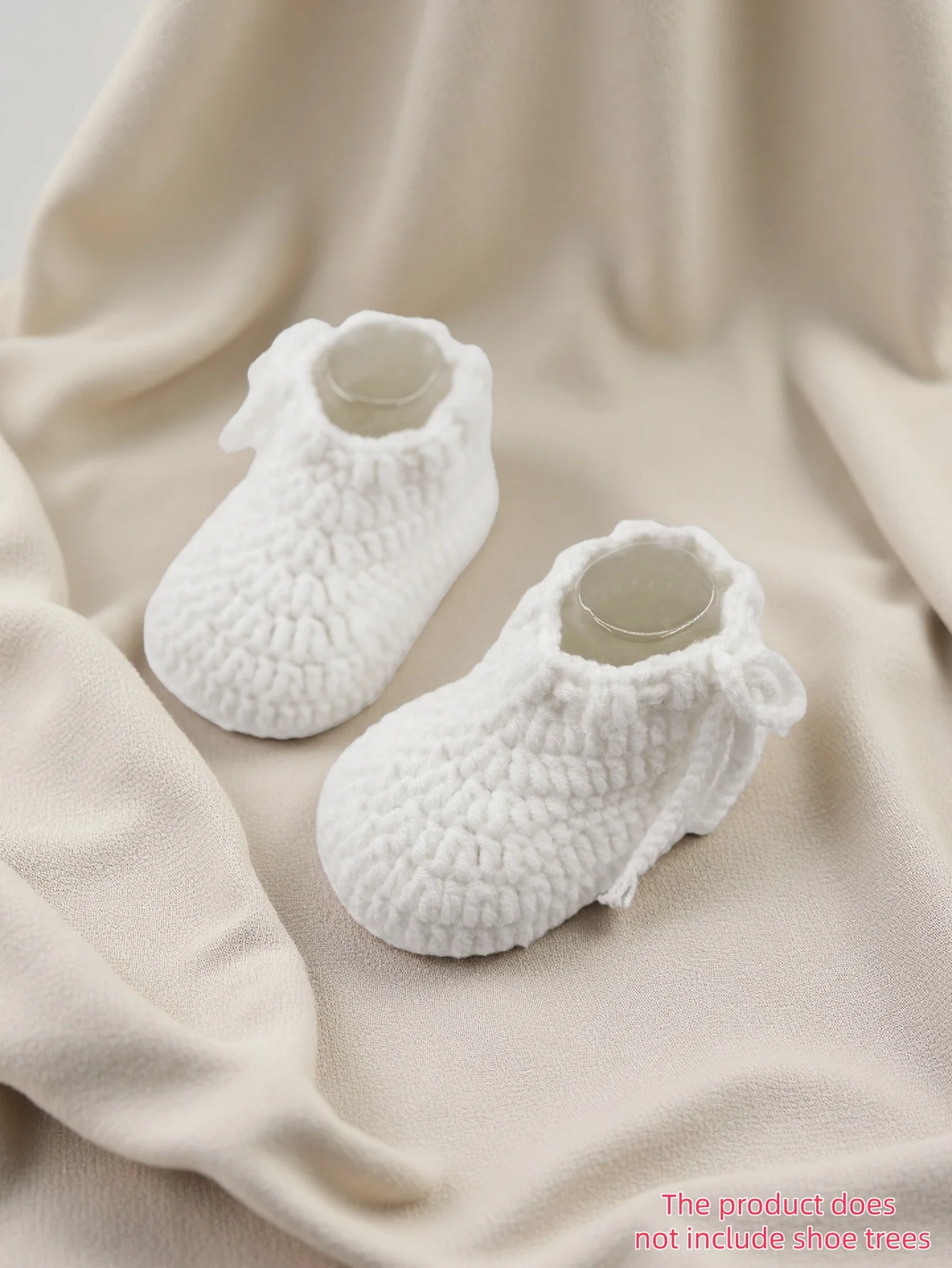 

1 Pair Handmade Crochet Baby Booties, White Soft Knit Newborn Shoes