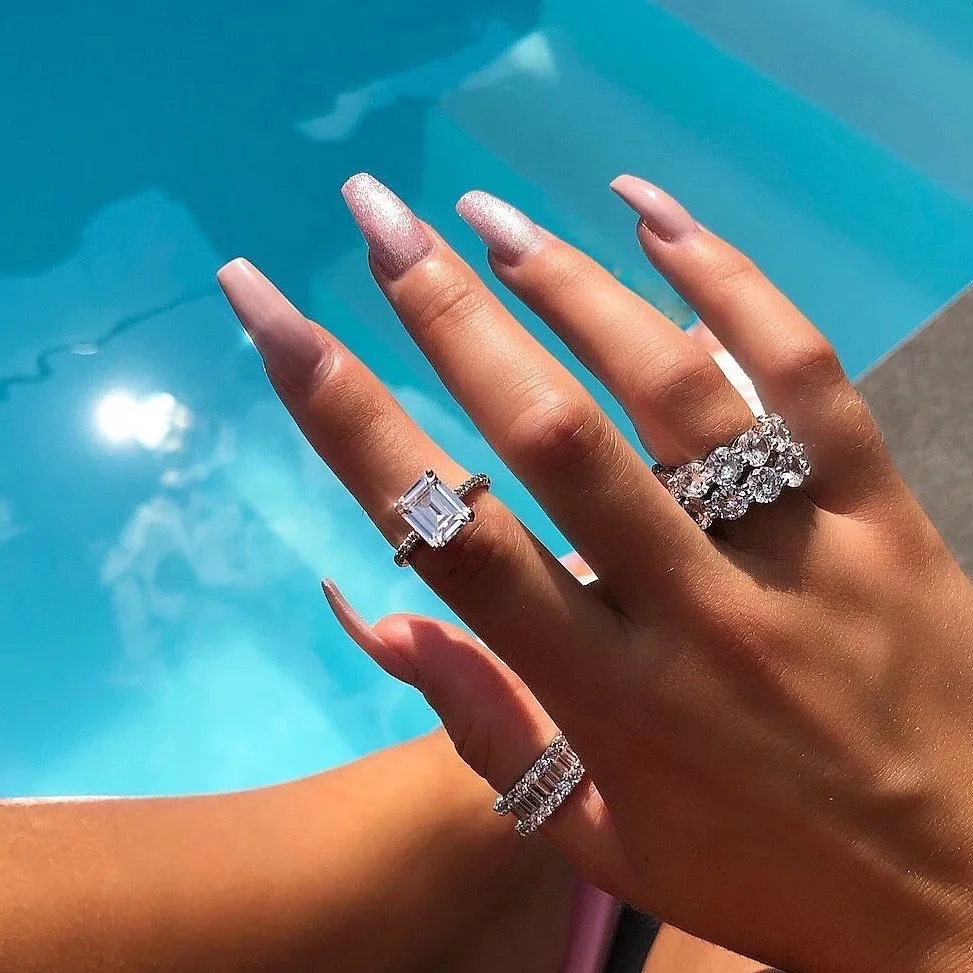 

Luxury 925 Sterling silver Promise ring Lab Diamond cz Engagement Wedding Band Rings for women Bridal Jewelry Gift